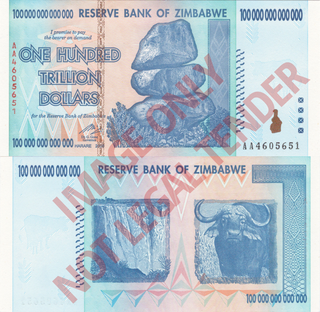 Zimbabwe Z$100 Trillion 2008 Banknote [AA4605651]